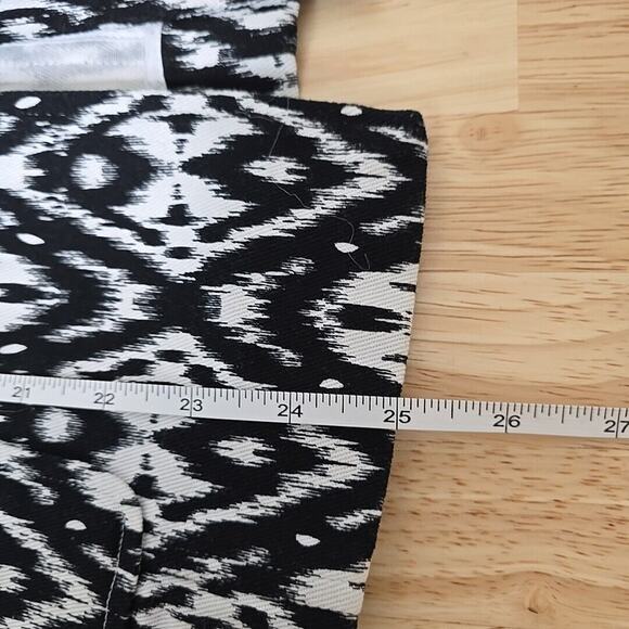 Chicos Geometric Ikat Jacket‎ 2 (L/ 12) Open Blazer Cotton Blend Black & White - Picture 5 of 11